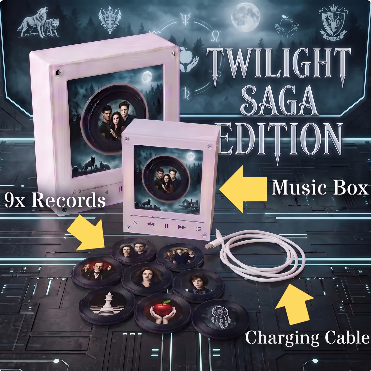 Echofy™ Twilight Inspired Customizable Magnetic Record Player